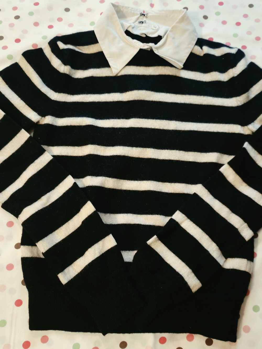 Alice + Olivia
Style Name: Shellen Nock Striped Collared Pullover Sweater (